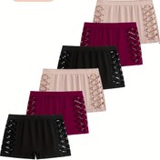 Resim 6 adet Kadın Plus Seksi Külot, Büyük Beden Düz Hollow Out Orta Bel Rahat Uyumlu Boxer Külot 