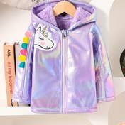 Resim Kızlar İçin Renkli Polar Unicorn Kaban 