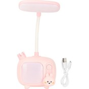 Resim Çocuklar İçin Tv Tabanlı Esnek Kaz Boynu Masa Lambası, Öğrencilerin Çalışıp Çalışması İçin Yumuşak Led Işık, Usb Şarj, Pembe 