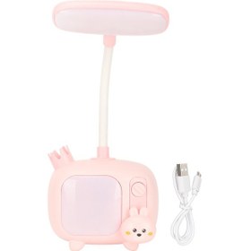 Resim Çocuklar İçin Tv Tabanlı Esnek Kaz Boynu Masa Lambası, Öğrencilerin Çalışıp Çalışması İçin Yumuşak Led Işık, Usb Şarj, Pembe 