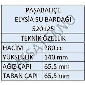 Resim Paşabahçe 520125 Elysia Su Meşrubat Bardağı 280 CC - 12 Adet 