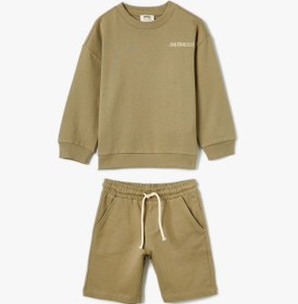Resim Koton Eşofman Takımı Sweatshirt Ve Şort Set Haki 4skb10390tk Haki 