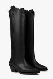 Resim Shoeberry Kadın Kailey Siyah Cilt Kovboy Çizme 