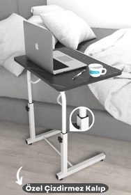 Resim Depolife Eğim Yükseklik Ayarlı Laptop Sehpası Kahvaltı Ders Çalışma Bilgisayar Ofis Yemek Masası Metal Ayak 