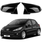 Resim X POWER TUNİNG Peugeot 207 Uyumlu Parlak Siyah Boyalı Yarasa Ayna Kapağı 