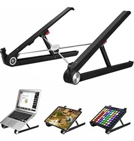 Resim Ala Store Bix X1 Laptop Sehpası, Katlanabilir, Tablet Sehpası, Alüminyum Alaşım, Online Sınıf Çalışması, Duruşu Iyileştirme, Isı Dağılımı, iPad ve 10-15,6 Inç Olan Tüm Cihazlar ile Uyumlu. Siyah 