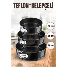 Resim Lokal Marketing 3 Boy Kelepçeli Kek Kalıbı 24-26-28 Cm Teflon - LKM1349-8684 