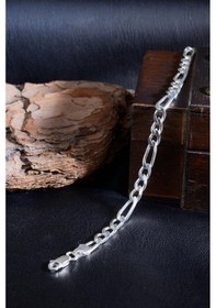 Resim 925 Ayar Gümüş Figaro Zincir Erkek Bileklik 20 Cm 
