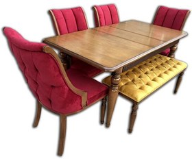 Resim Bengi Ticaret Masa-Sandalye 12594 Fitil Model Kayın Retro Ayak Kapitone Papel Ort Otr El Yapım 