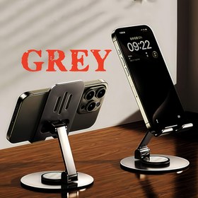 Resim Gri Demir Mobil Telefon Standı 720 Derece Döndürme ile - Dayanıklı, Yerden Tasarruf Sağlayan Tasarım, Kolay ve Hızlı Erişim için Mükemmel, Ev ve Ofis Kullanımı için, Ofis Masa Aksesuarı | Modern Masa Aksesuarı | Dayanıklı Masa Standı, Telefon Tutucu 