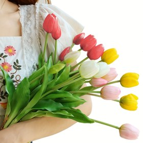 Resim 10 Adet Gerçek Dokunuşlu Simüle Açılıp Kapanan Lale Çiçekleri, Plastik Klasik Çiçek Dekoru Ev, Ofis, Vazo, Yemek Masası, Düğün, Alışveriş Merkezi, Sevgililer Günü, Anneler Günü, Şükran Günü Hediyeleri, Çiçek Süslemesi | Klasik Lale Tasarımı | Gerçekçi Plastik Çiçekler 