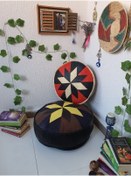 Resim Ottoman Pouffe El Yapımı Hakiki Kuzu Deri Iskandinav Bahçe Balkon Bungalov Puf Yer Minderi 60ve40cm(DOLGULU) 