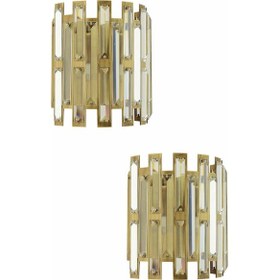 Resim Gallıano Eskitme Boyalı Kristal Taşlı Modern Salon Aplik Seti Eskitme 