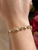 Resim Kalp Motifli Gold Bileklik 