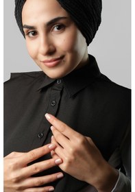 Resim Siyah Gömlek Yakalı Boyunluk Terikoton Düz 1015 01 Siyah 