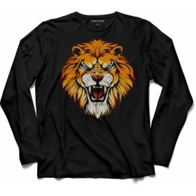 Resim Kendim Seçtim Kükreyen Aslan Kafası Head Lıon Arslan Uzun Kollu Tişört Baskılı Çocuk T-Shirt 