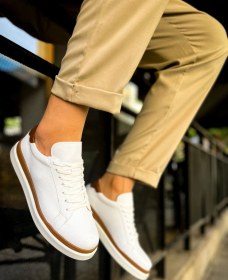 Resim Chekich Ch979 - Santoni Gbt Spor Erkek Ayakkabı Beyaz/taba Antrasit 