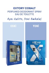 Resim Extory Cobalt Erkek Parfüm Seti ( 75 ml Edt Parfüm + 150 ml Deodorant ) Aynı Kalite, Yeni Ambalaj! 