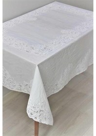 Resim 120x150 Hazır Dantel Görünümlü Silinebilir Pvc Muşamba Masa Örtüsü Manolya 001 