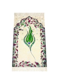 Resim Çocuk Seccadesi - Lale Desenli - Yeşil Renk 