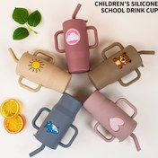 Resim 7oz/210ml BPA İçermeyen Silikon Emzikli Bardak ve Çıkarılabilir Pipet ile - Mikrodalga Güvenli, Darbeye Dayanıklı Bebek Eğitim Bardağı, Sevimli Hayvan & Güneş Desenleri, Taşınabilir Besleme Gereçleri (5 Renk), Sızdırmaz Kapaklı | Neşeli Güneş Teması | Yapışmaz Silikon, Çocuk Bardağı 