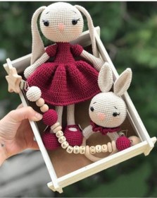Resim Zey's Amigurumi Amigurumi Organik Oyuncak - Tavşan Emzik Seti 