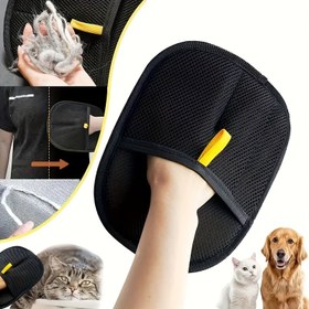 Resim Kedi ve köpekler için çift taraflı tasarımı olan evcil hayvan tüyü temizleme eldivenleri, uzun saçlı hayvanların tüylerini temizlemek için uygun, tekrar kullanılabilir 