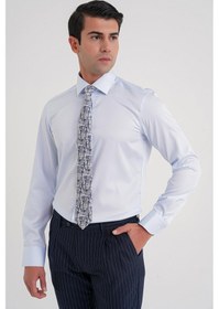 Resim Efor Slim Fit %100 Pamuk Non Iron Kumaş Klasik Mavi Gömlek Gk 734 Mavi 