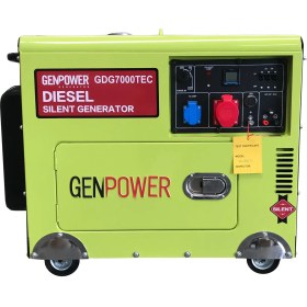 Resim Genpower Gdg 7000 Tec Model 7 Kva, Dizel, Ses Izolasyon Kabinli, Marşlı ,tekerlekli, Trifaze Portatif Jeneratör 