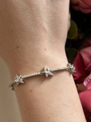 Resim Zirkon Taşlı Gümüş Renk Gökyüzü Yıldız Bileklik 