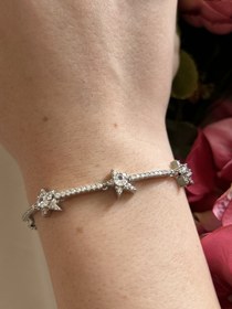 Resim Zirkon Taşlı Gümüş Renk Gökyüzü Yıldız Bileklik 