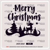 Resim Eyba Sticker Merry Cristimas Yavru Ceylan Yılbaşı Sticker Süs Cam Kar Tanesi Yapıştırma 
