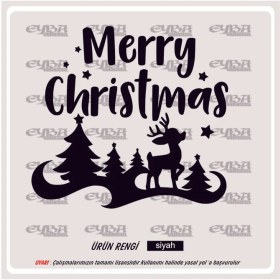Resim Eyba Sticker Merry Cristimas Yavru Ceylan Yılbaşı Sticker Süs Cam Kar Tanesi Yapıştırma 
