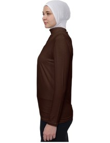 Resim Manolyaşal İslamic Hijab Hafif Uzun Kollu Balıkçı Yakalı Organik Kadın Body Çikolata 