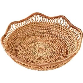 Resim Suntek Magideal Hasır Dokuma Sepet Rattan Ekmek Sepeti Kahvaltı Küçük 