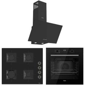 Resim Ferre Flowart Ventora Essential Siyah 3'lü Ankastre Set ( QBL63CS-SS205-D086 ) 