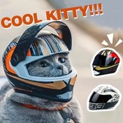 Resim Kedi Motosiklet Kaskı, Havalı Kitty Özel Evcil Hayvan Motosiklet Kaskı, Mini Motosiklet Şapkası, Kediler İçin Güvenlik Kaskı, PVC Malzeme, Evcil Hayvan Aksesuarları 