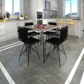 Resim Kenz Life Knsz Masa Sandalye Takımı HEM75MAZLUM Crdsyh 080*080 Klçsm 4 Sandalye Syhsyh Kolçaklı Sırt Minderli 