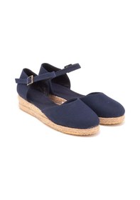 Resim Star Tombis Gerçek Elişi Hasır 3cm Topuklu Bantlı Günlük Kadın Espadril Handmade Lacivert 