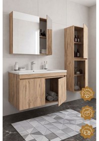 Resim Teta Home Tokyo 100 Cm Mdf Banyo Dolabı Seti + Boy Dolabı Atlantik Çam 