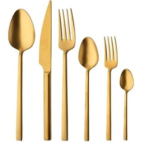 Resim Jasper Dilay 36 Parça 6 Kişilik Titanyum Gold Çatal Kaşık Bıçak Gold 