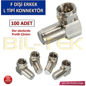 Resim F Dişi - F Erkek L Tipi F Konnektör -100 Adet 