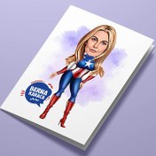 Resim Süper Kahraman Kadın Karikatürlü Tebrik Kartı 