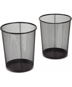 Resim Karokstore Classics Ev Veya Ofis Için Küçük Silindir Çöp Kutusu, 6 Galon Fileli Yuvarlak Kova, Hafif, Çelik Çöp Sepeti Seti, Çöp Veya Geri Dönüşüm Için, 2'li Paket, Siyah 
