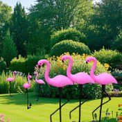 Resim 3 adet/6 adet Flamingo Bahçe Dekoru Zemin Kazıkları Plastik Malzeme Çim Ekleme Işıklar Dış Mekan Peyzaj 