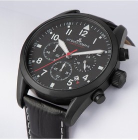 Resim Jacques Lemans Sport Jl.42-2f Quartz Deri Siyah 10 Atm 42 Mm Erkek Kol Saati Siyah 