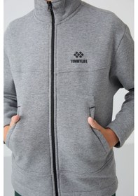Resim Tommylife Gri Melanj Pamuklu Kalın İçi Tüylü Yumuşak Dokulu Standart Fit Nakışlı Erkek Çocuk Sweatshirt - 11245 Gri Melanj 