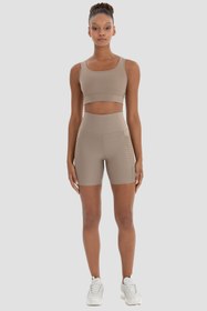 Resim Superstacy Wawel File Detaylı Taş Rengi Bisiklet Şortu 