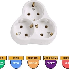 Resim VİKO 3'Lü Yonca Topraklı Fiş - Priz 