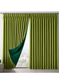 Resim Dauble Blackut Karartma Perde Tek Kanat 1x2 Amerikan Pileli Fon Perde Askeri Yeşil 